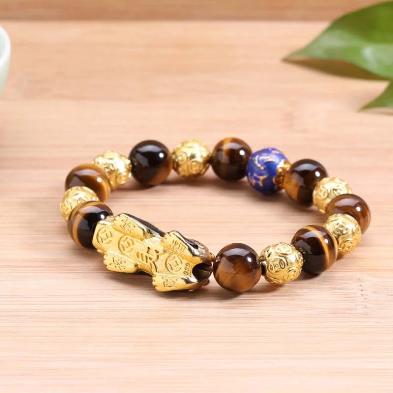 Golden Tiger Eyes Color-changing Pixiu Protection Bracelet