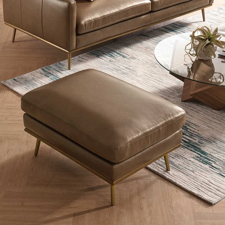 Isaac Leather Ottoman