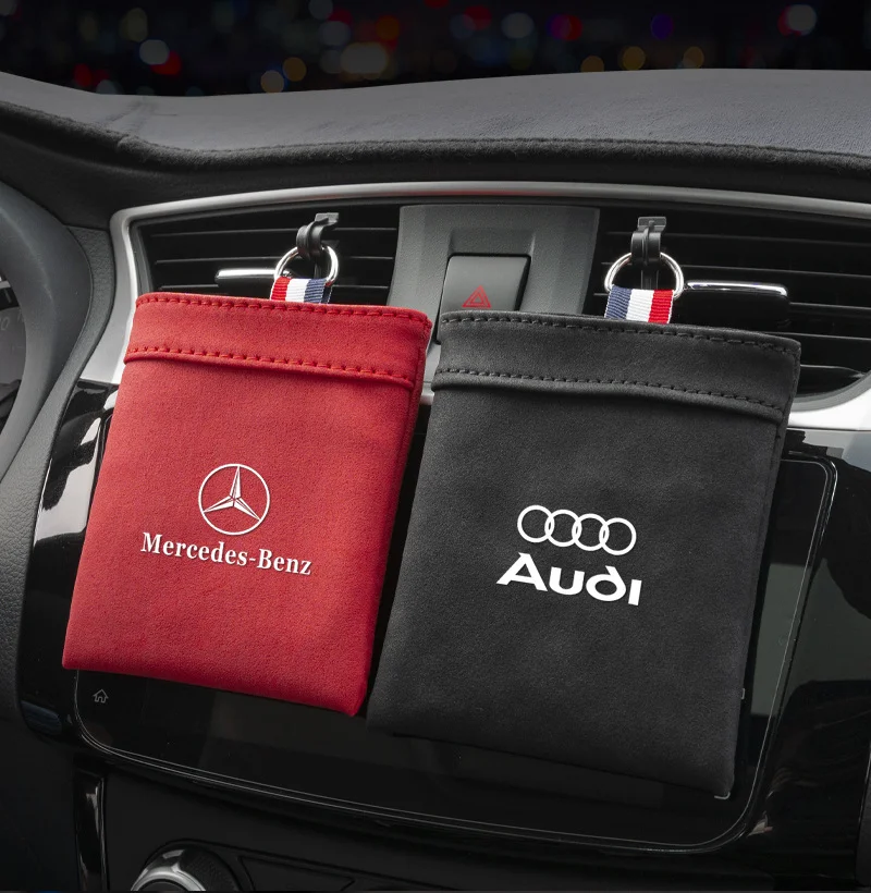 Car air conditioning outlet suede storage box (with independent car logo)