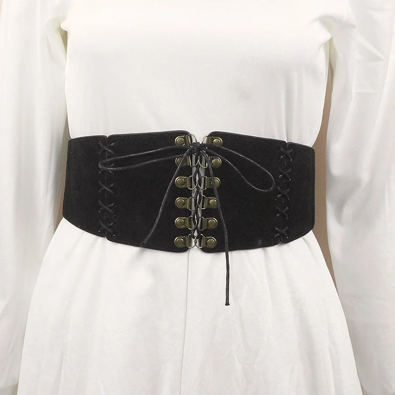 Women's Vintage Elastic Suede Tape Waist Decorative Dress Accessories