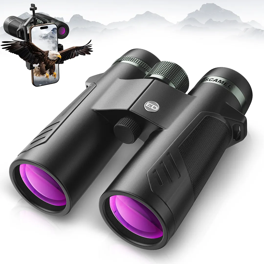10x42 ED Low Dispersion Binoculars for Adults with FMC BAK4 Roof Prism Waterproof Fogproof Binocular for Bird Watching, Hiking, Hunting, Concerts,Opera,Sports- with Phone Mount