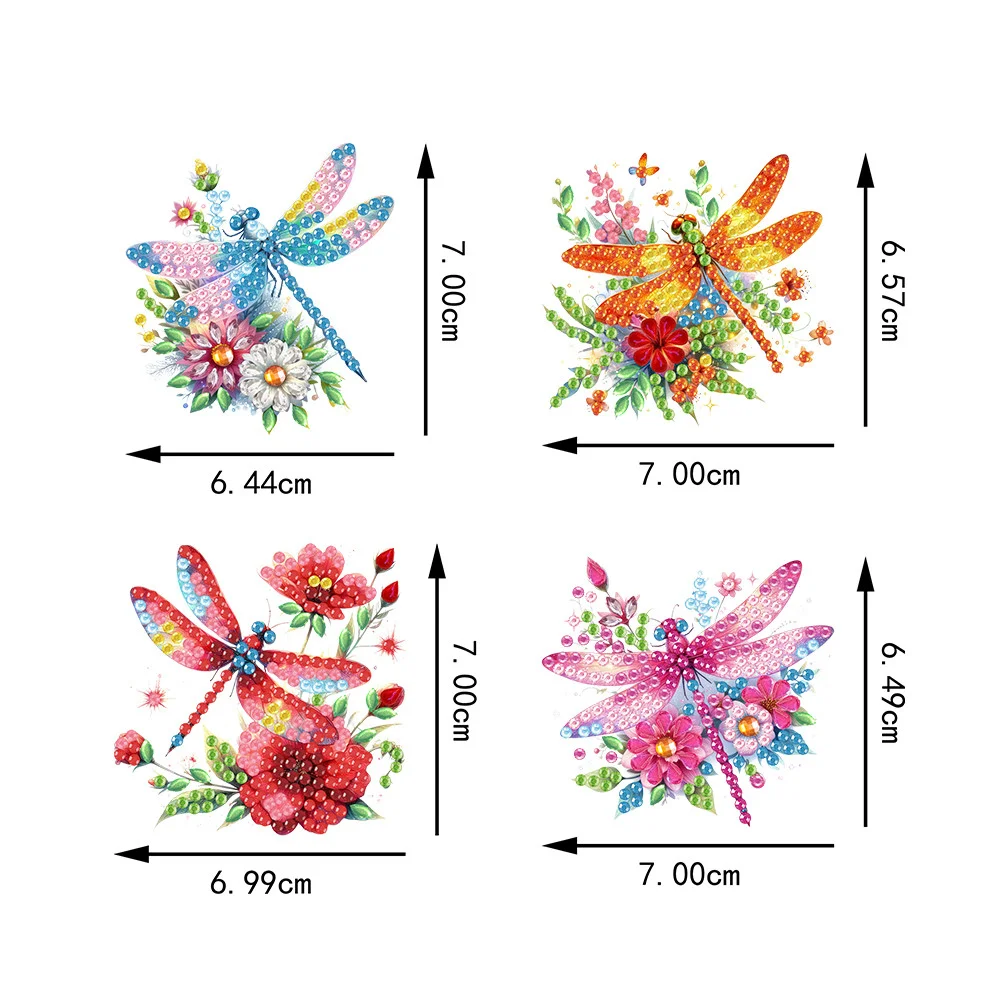 4Pcs DIY Dragonfly Diamond Painting Brooch Diamond Painting Pins Jewelry Kit