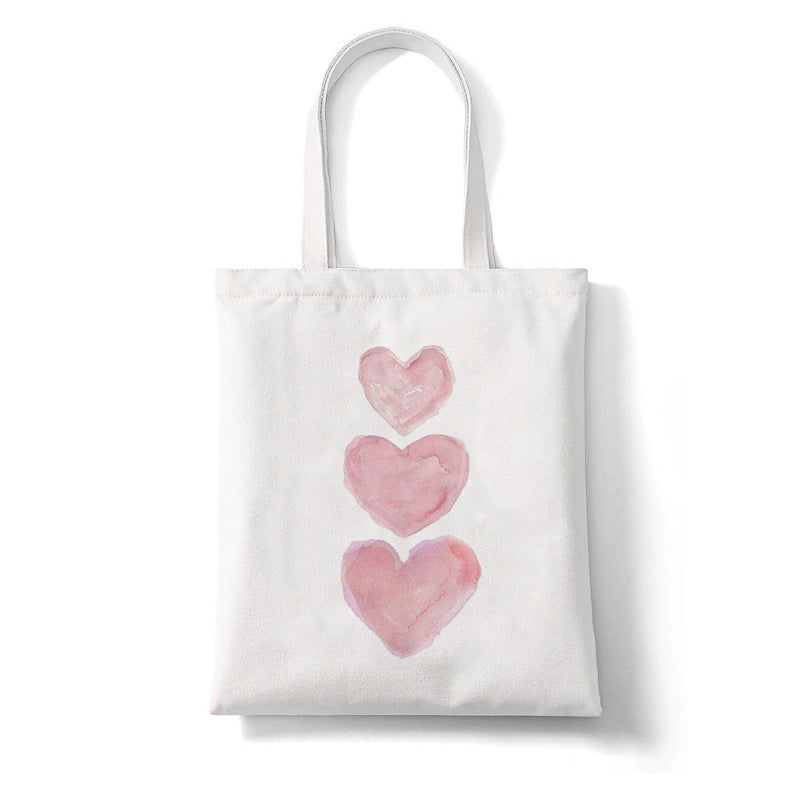 Unisex Canvas Heart Shape Basic Classic Style Square Open Canvas Bag