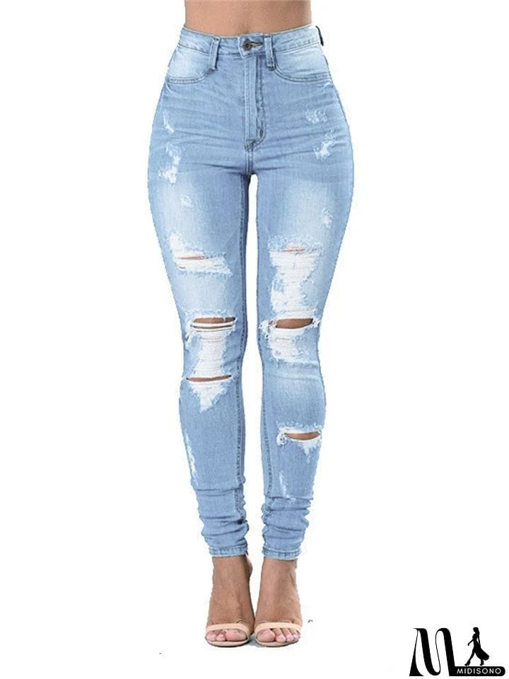 Casual Tight Ripped Jeans For Women