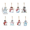 8Pcs noël bonhomme de neige double face-bricolage porte-clés