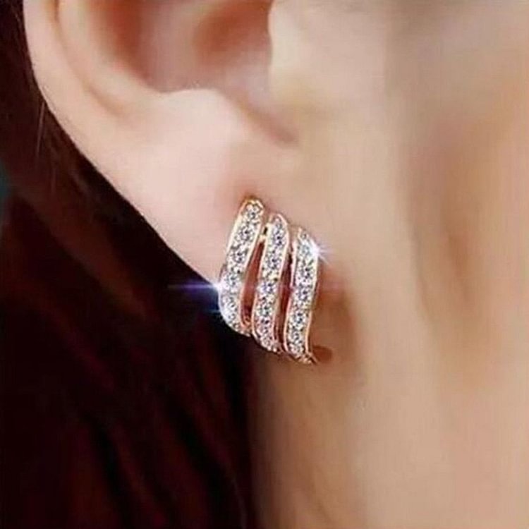 YOY-Fashion Gold Color Korean Style Simple Crystal Drop Earrings