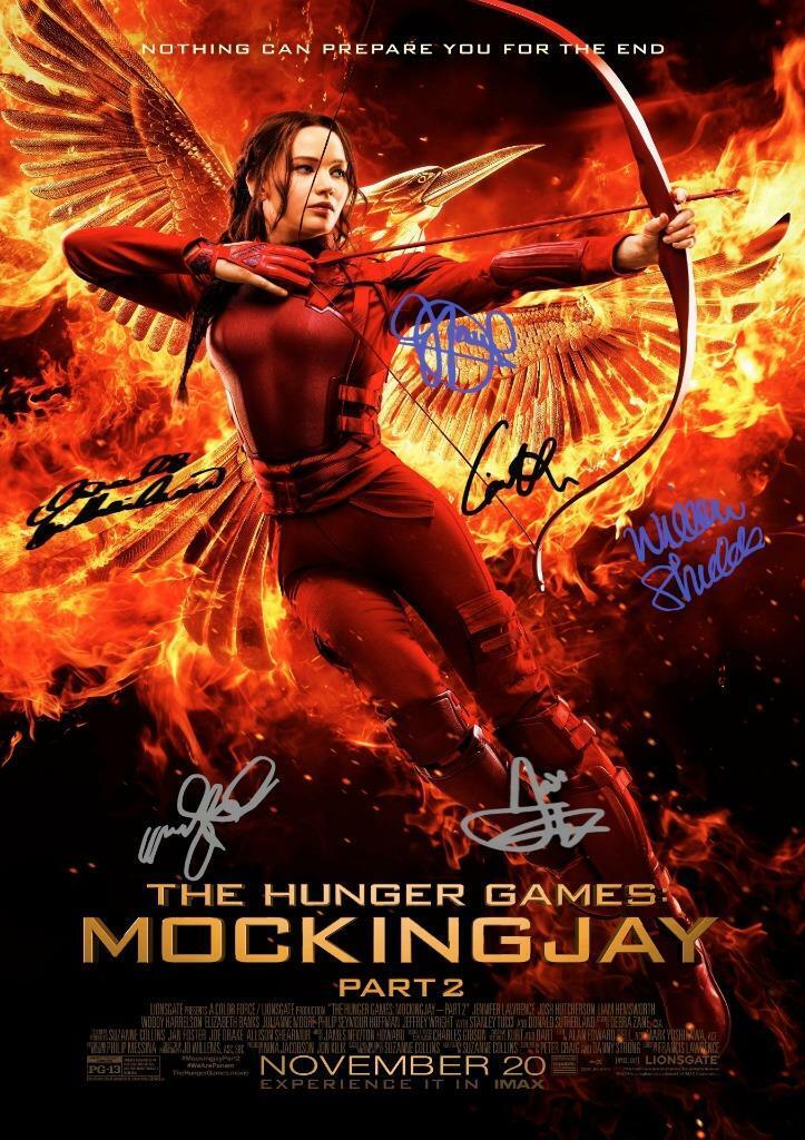 THE HUNGER GAMES : MOCKINGJAY PT2 CASTX6 PP SIGNED 12X8