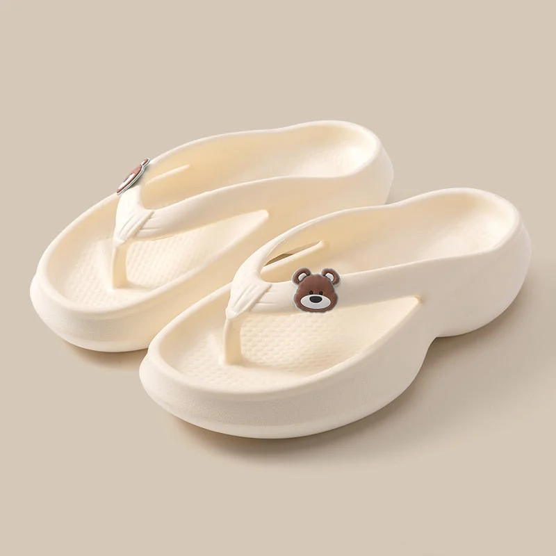 Couples Flip Flops For Women  2022 Summer Women Slippers Outdoor Solid Black Anti-Skid Beach 5Cm Thick Sole Platform Slipper