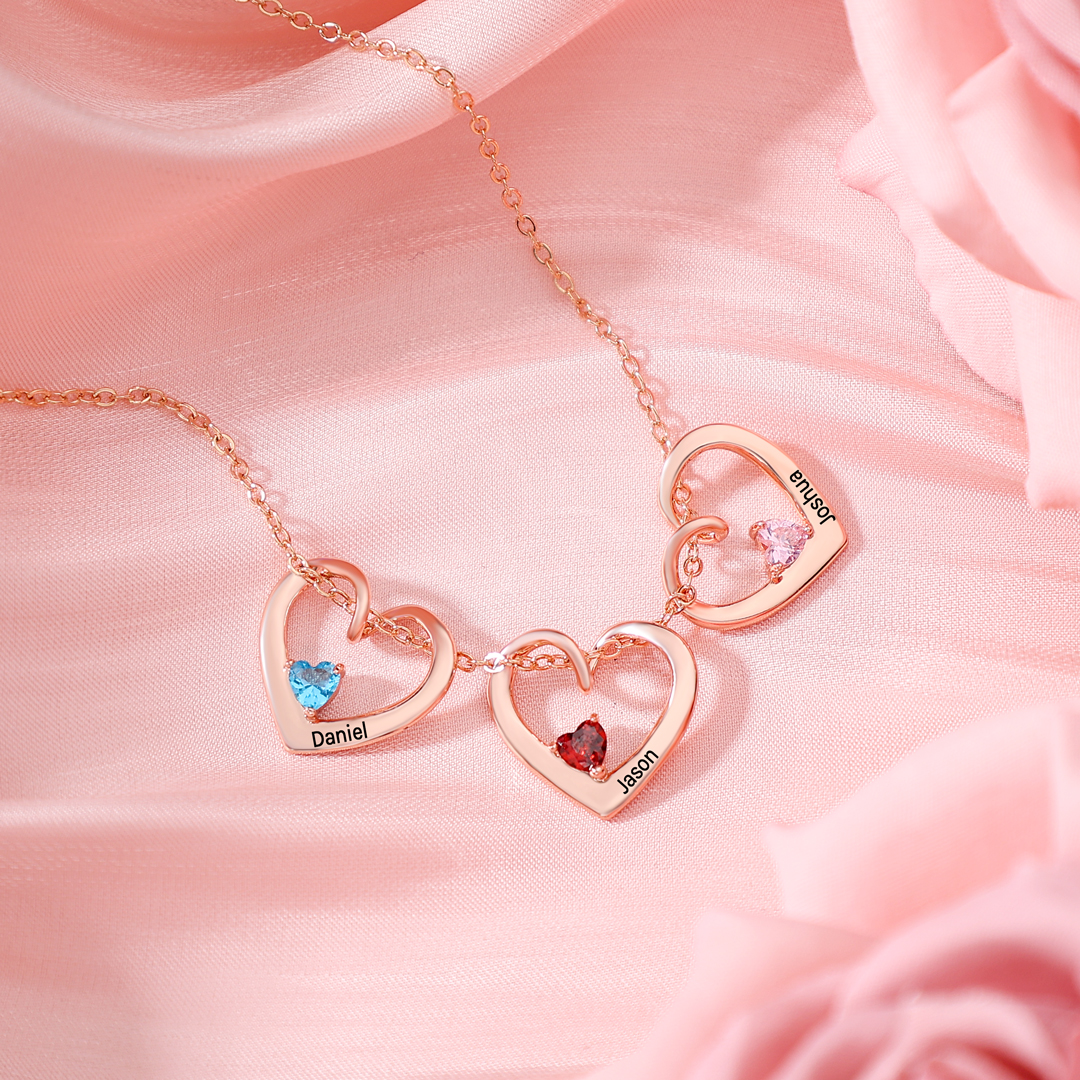 Personalised Heart Pendant Necklace Custom Name & Birthstone Necklace Gifts for Her-Jessemade AU