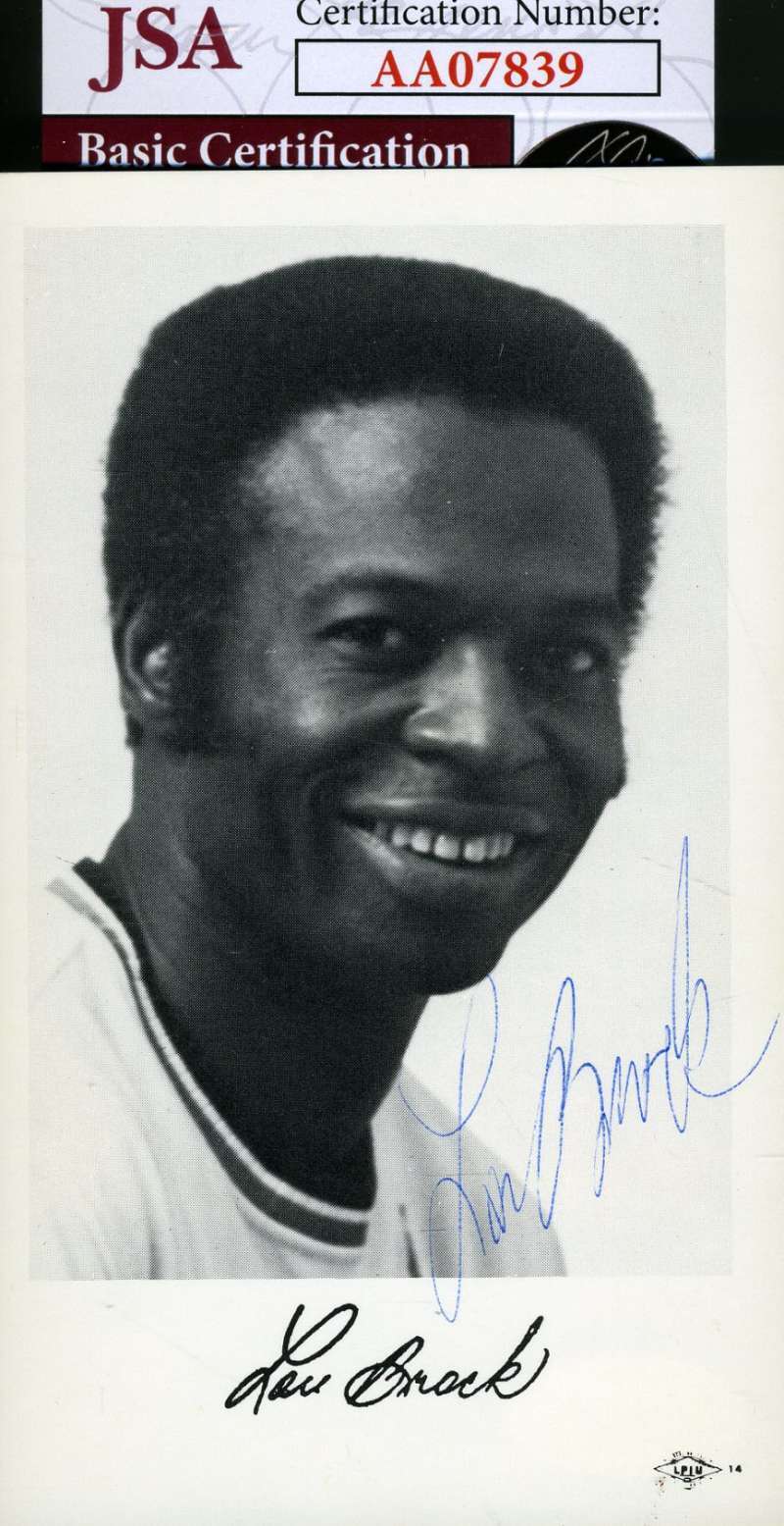 Lou Brock Jsa Coa Autograph Photo Poster painting Hand Signed Authentic