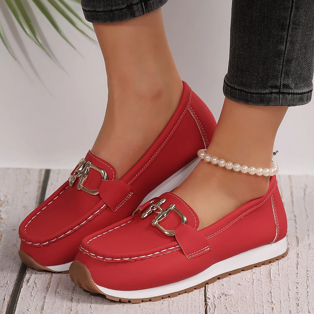 Breakj Breakj Casual Sneakers Casual Ladies Metal Chain 2025 Summer New Large-Size Single Shoes