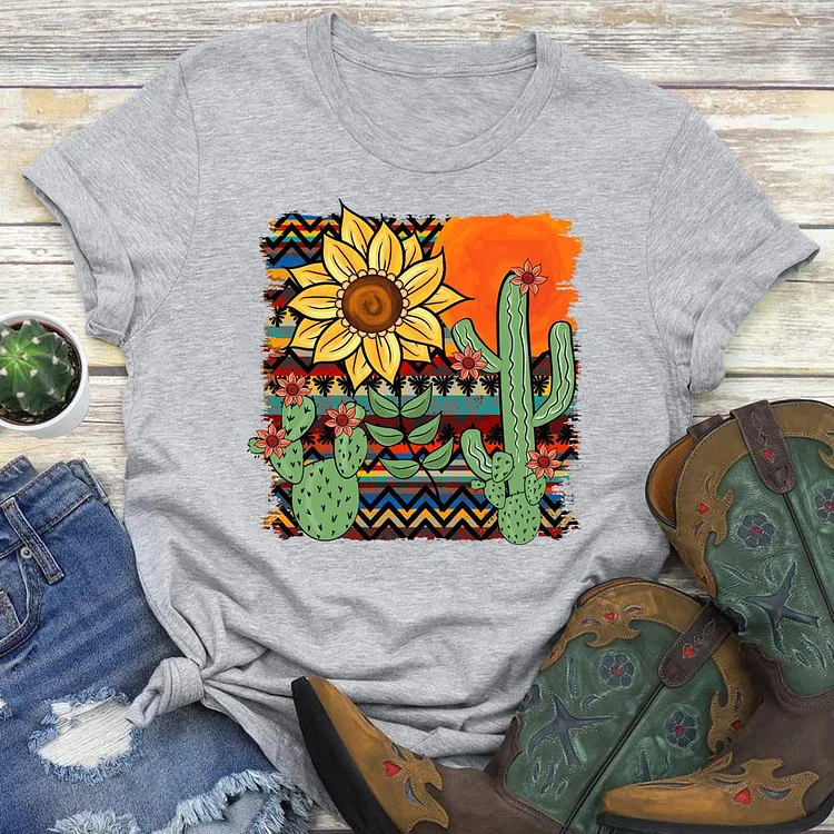 Flower Cactus Western style T-Shirt Tee -06071