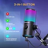 USB Gaming Microphone for PC, Programmable Condenser Microphone with RGB Light, Mute, Gain, Monitoring, Volume Control for Streaming, Podcasting, Twitch, YouTube, Discord, Computer, Mac, PS5, DM30