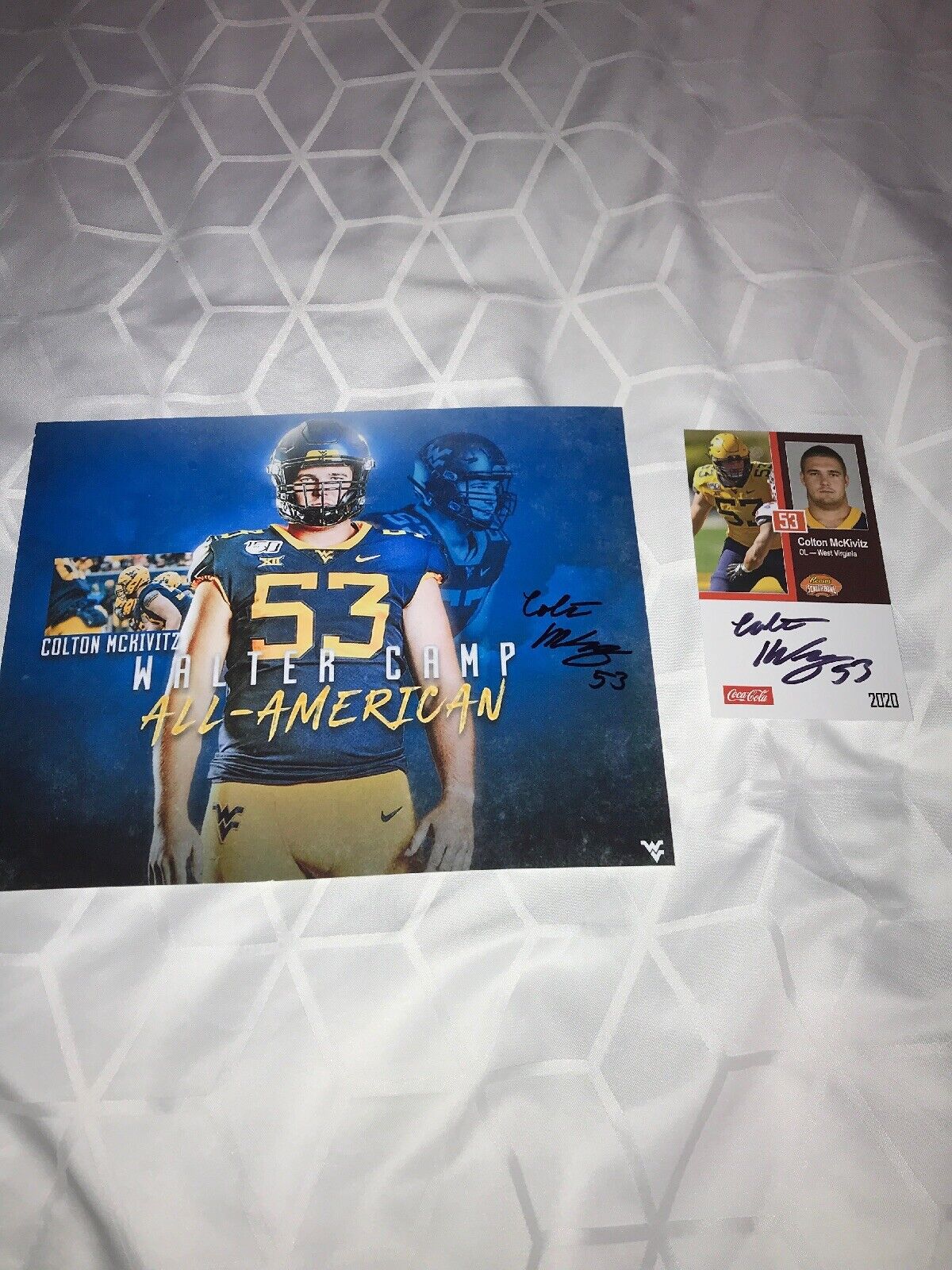 Colton McKivitz West Virginia signed autographed 8x10 football Photo Poster painting & CARD!!