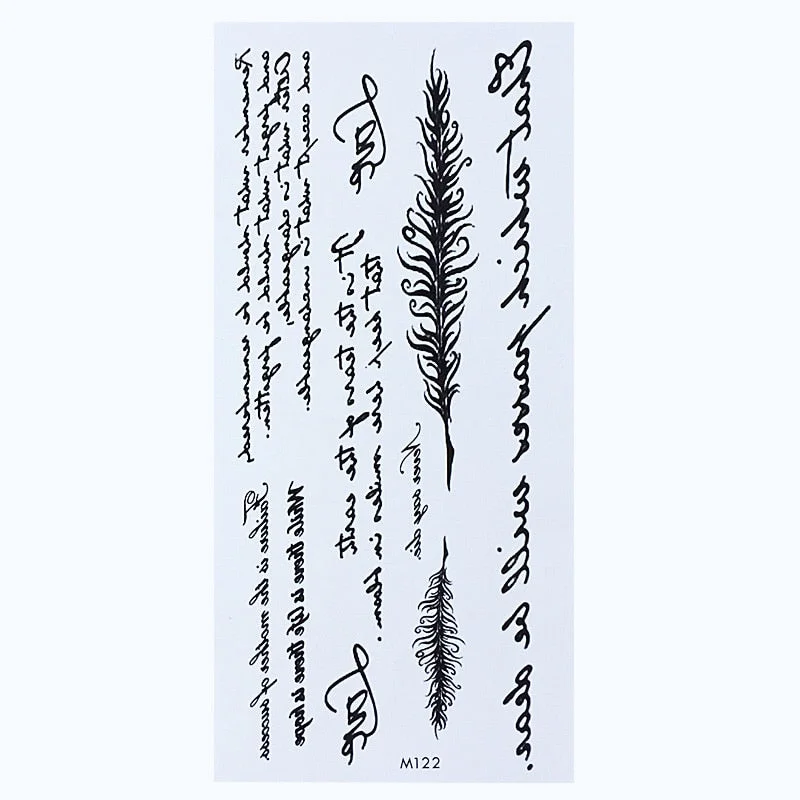 Temporary English Word Tattoo Stickers Black Letters Body Art Tattoos Sticker Waterproof For Temporary Tattoos