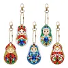 5pcs DIY Full Drill Diamond Paintng Special-shaped Russian Dolls Keychains Kit