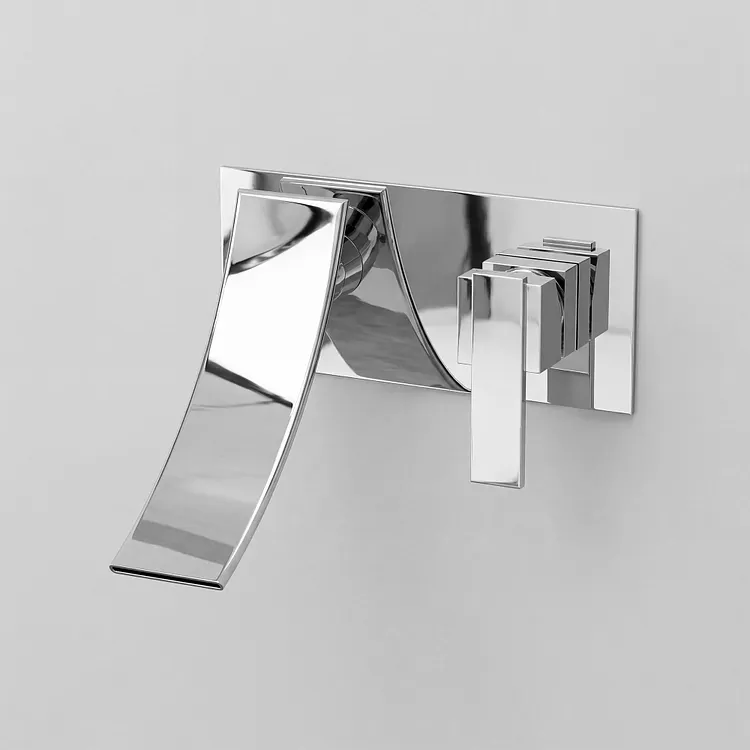 EVERSTEIN Wall-Mount Waterfall Bathroom Sink Faucet 3.93'' Spout Height Polished Chrome