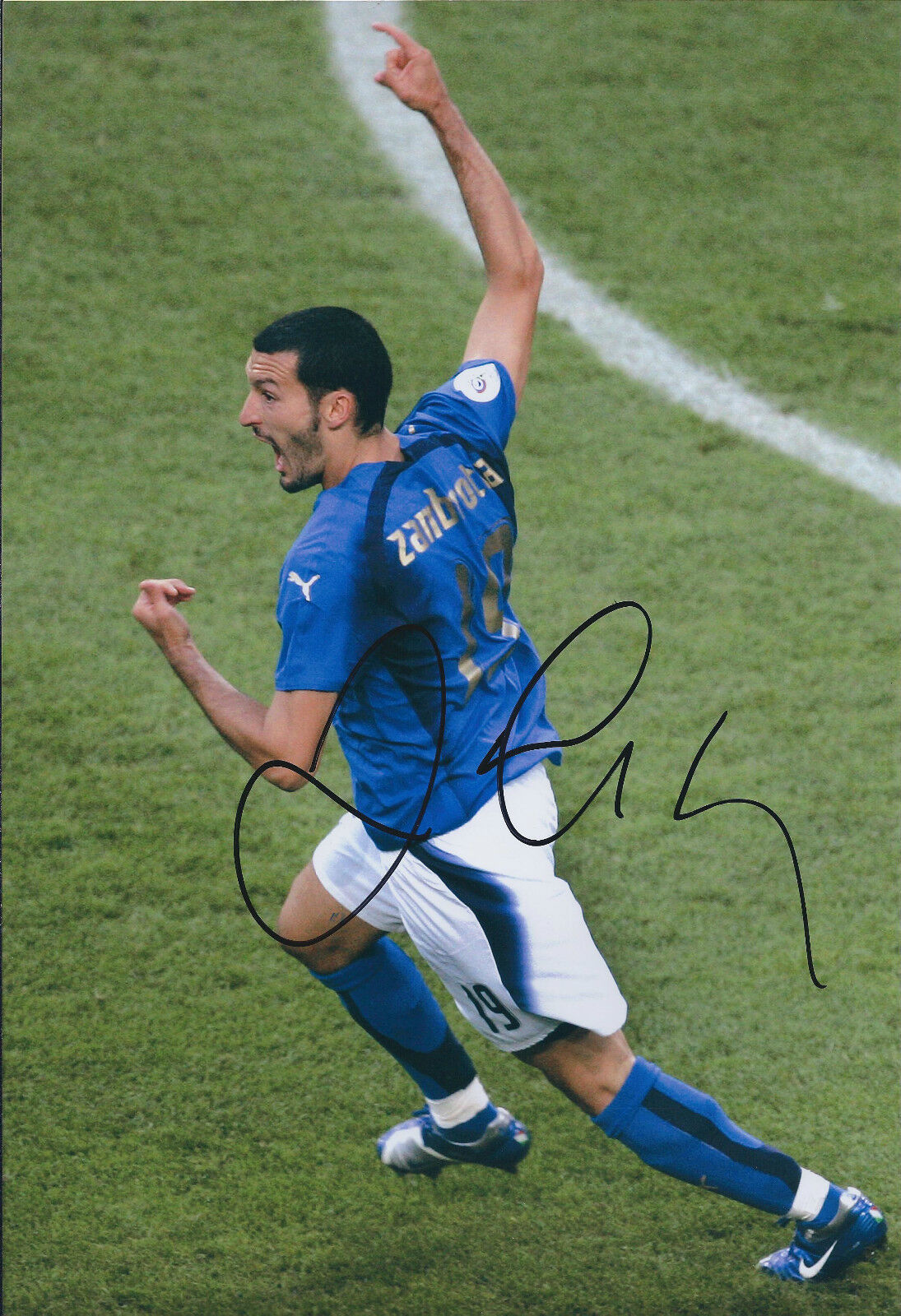 Gianluca ZAMBROTTA Signed 12x8 Photo Poster painting AFTAL COA Autograph ITALY World Cup RARE