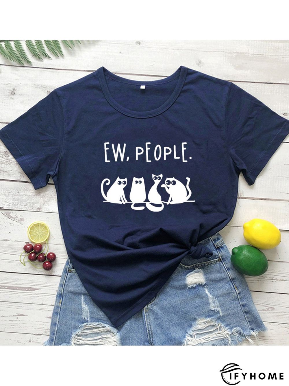 Casual Plus Size Printed Short Sleeve Tee Shirts Tops | IFYHOME