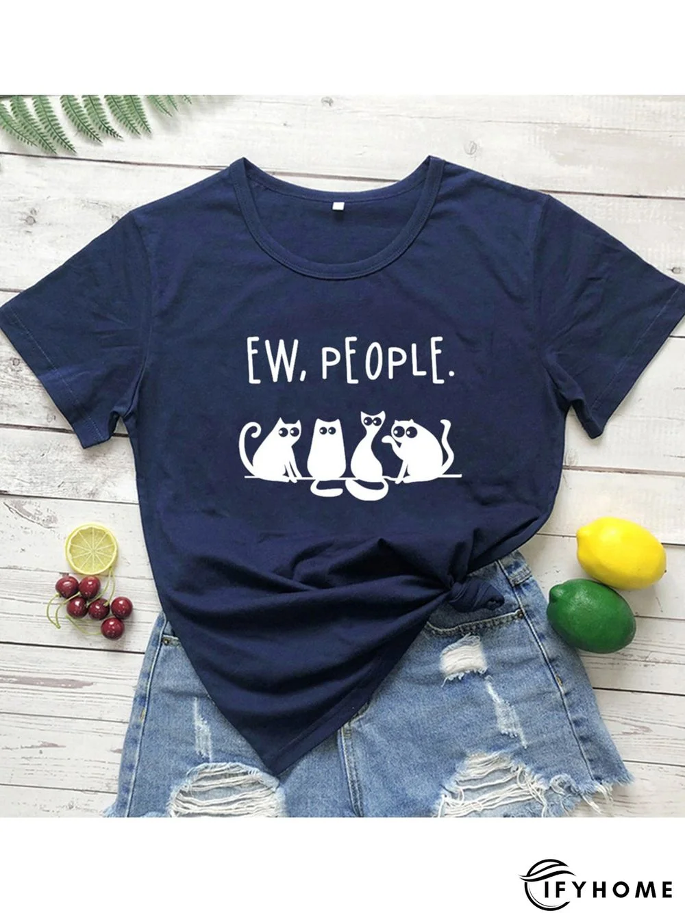 Casual Plus Size Printed Short Sleeve Tee Shirts Tops | IFYHOME