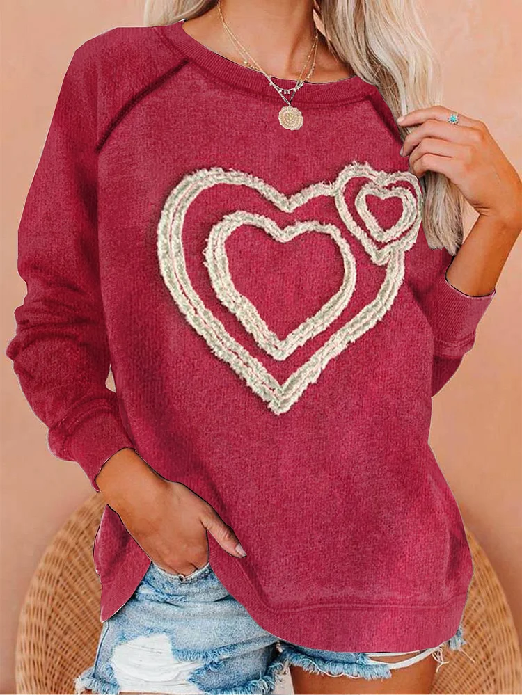 Women's Heart Print Sweatshirt