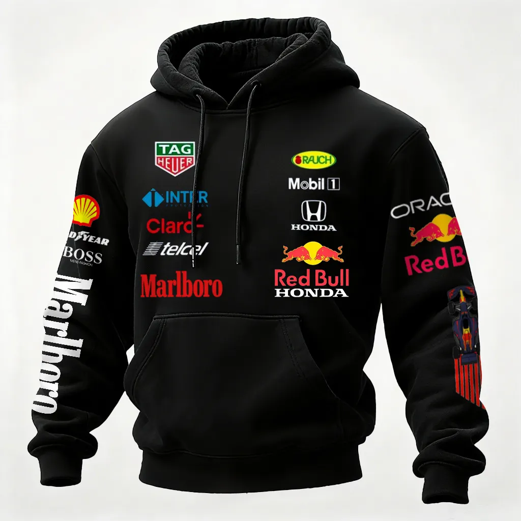 Racing-Inspired Hoodie With Bold Graphics And Team Logos