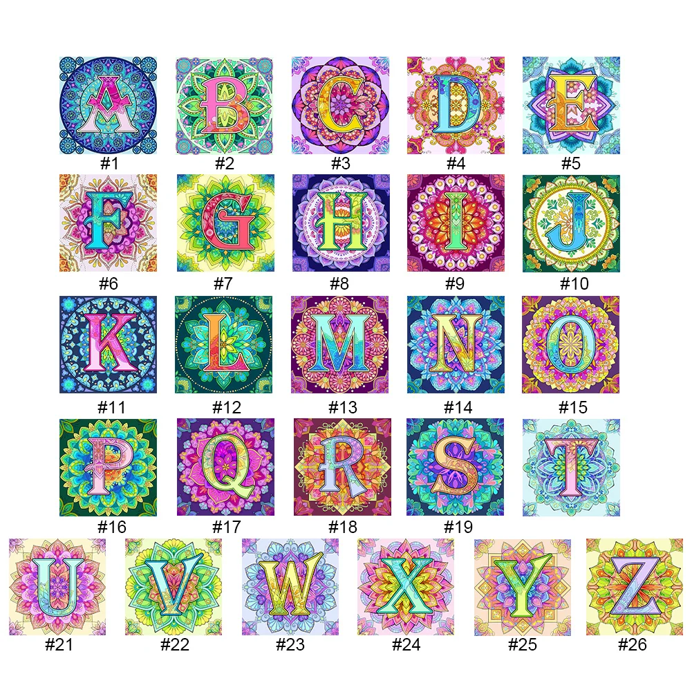 Diamond Painting - Full Round Drill - Mandala Letter(Canvas|30*30cm)