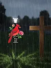 Solar Cardinal Memorial Stakes with LED Light Grave Memorial Plaque Stake Weatherproof Easy To Install Sympathy Gift for Loss of Mother Mom Grandma