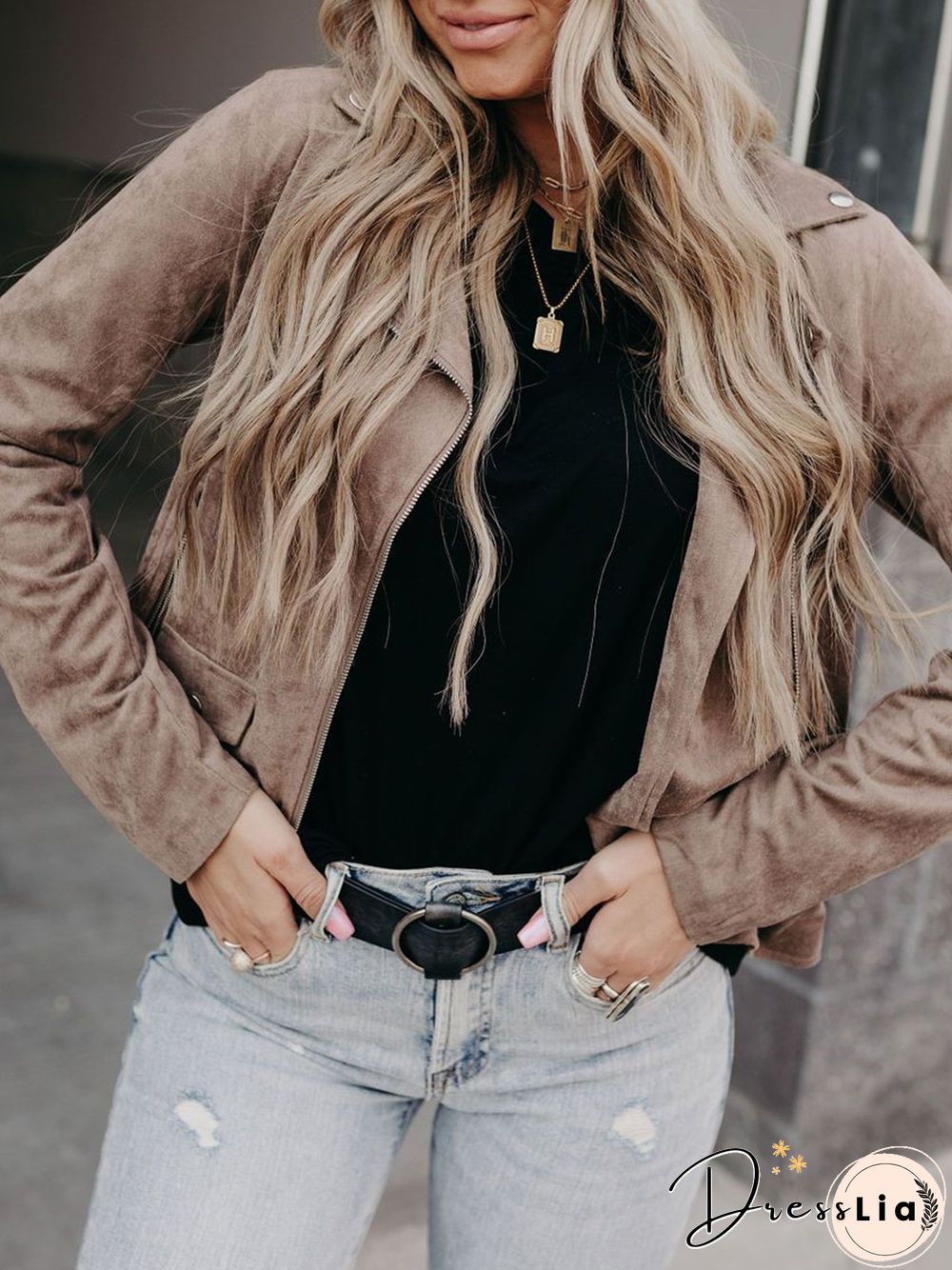 Casual Autumn Polyester Mid-Weight Micro-Elasticity Daily Long sleeve Shawl collar Jacket