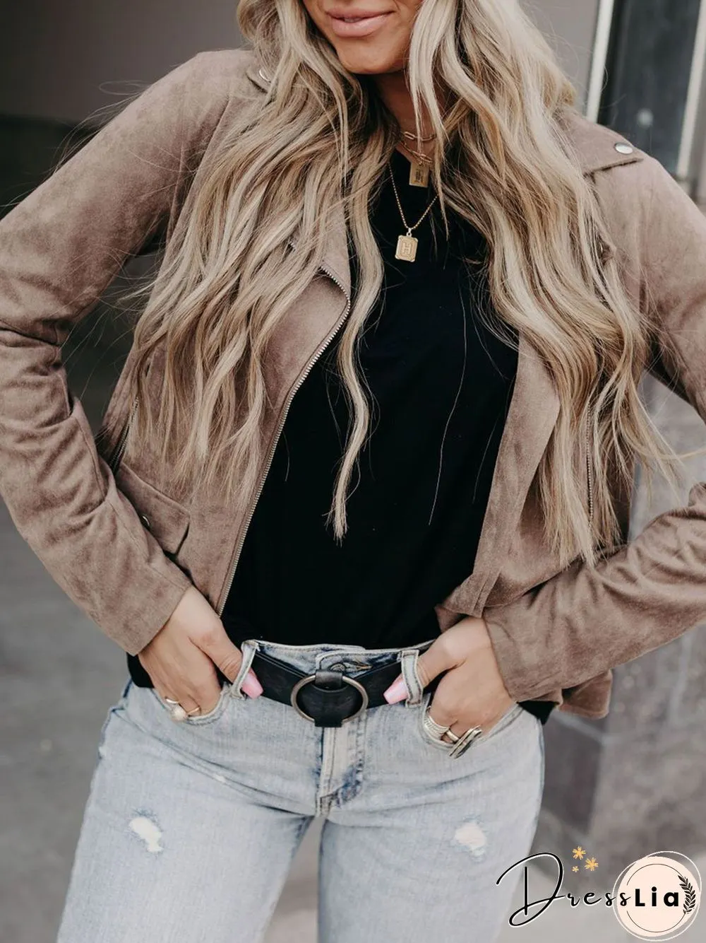Casual Autumn Polyester Mid-Weight Micro-Elasticity Daily Long sleeve Shawl collar Jacket
