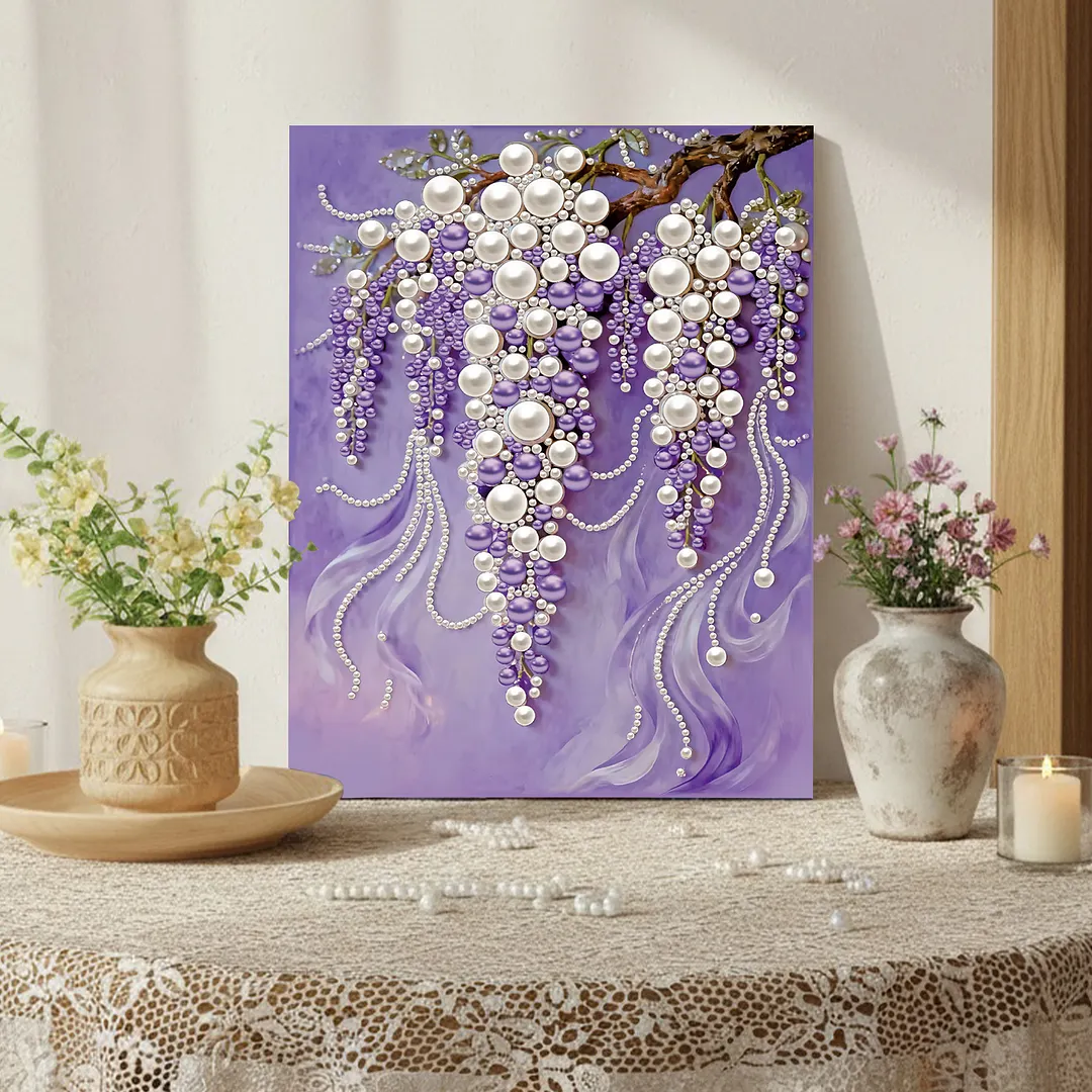 Grape Framed DIY Pearl Painting Kit for Adults 40x50cm