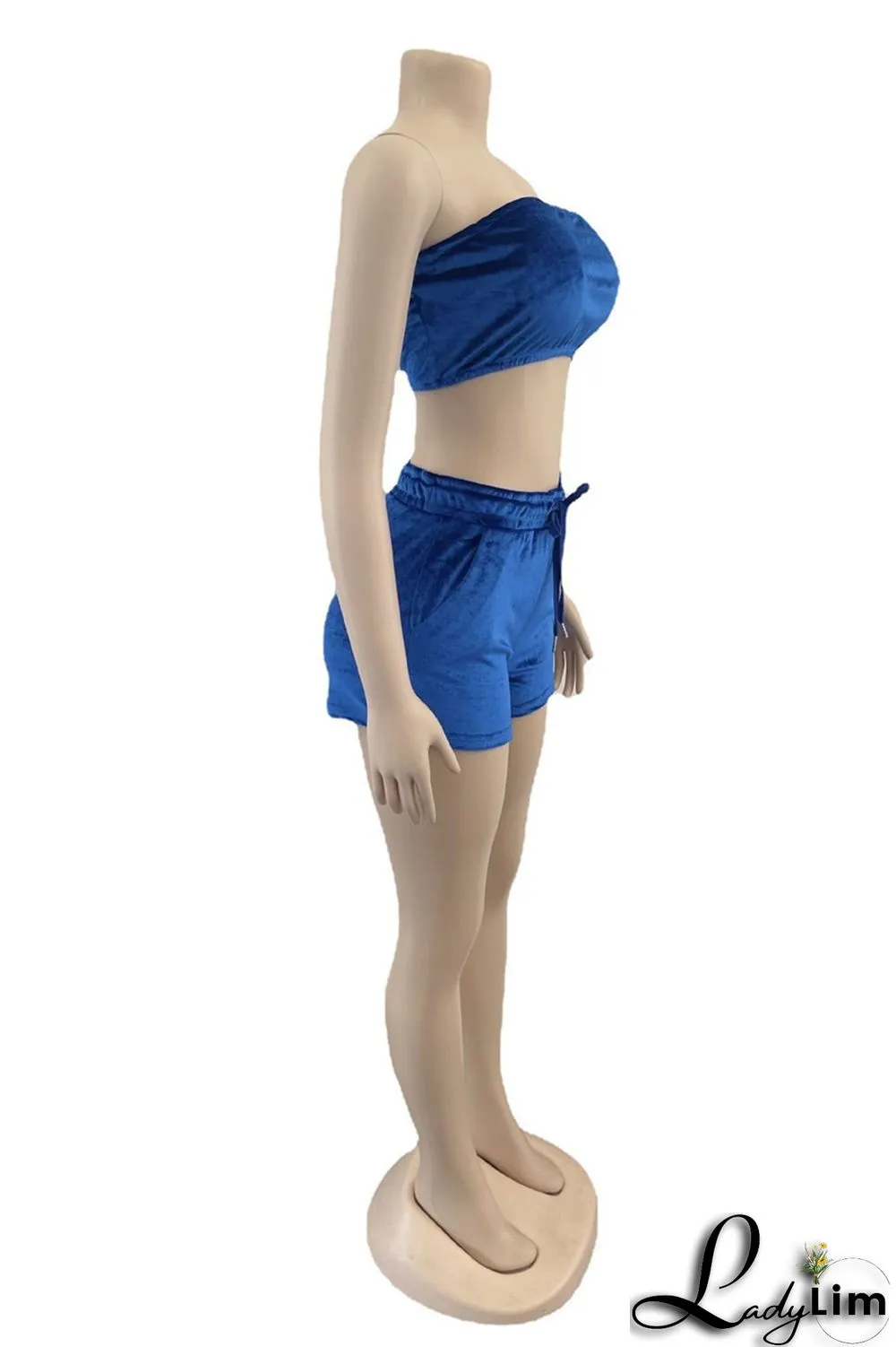 Yellow Fashion Sexy Solid Backless Strapless Sleeveless Two Pieces