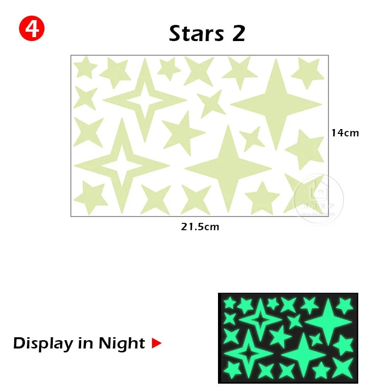 Luminous Space Stars Bubble Wall Stickers Tape for Kids Room Baby Nursery Home Decoration Wall Decals Glow in the Dark Bedroom