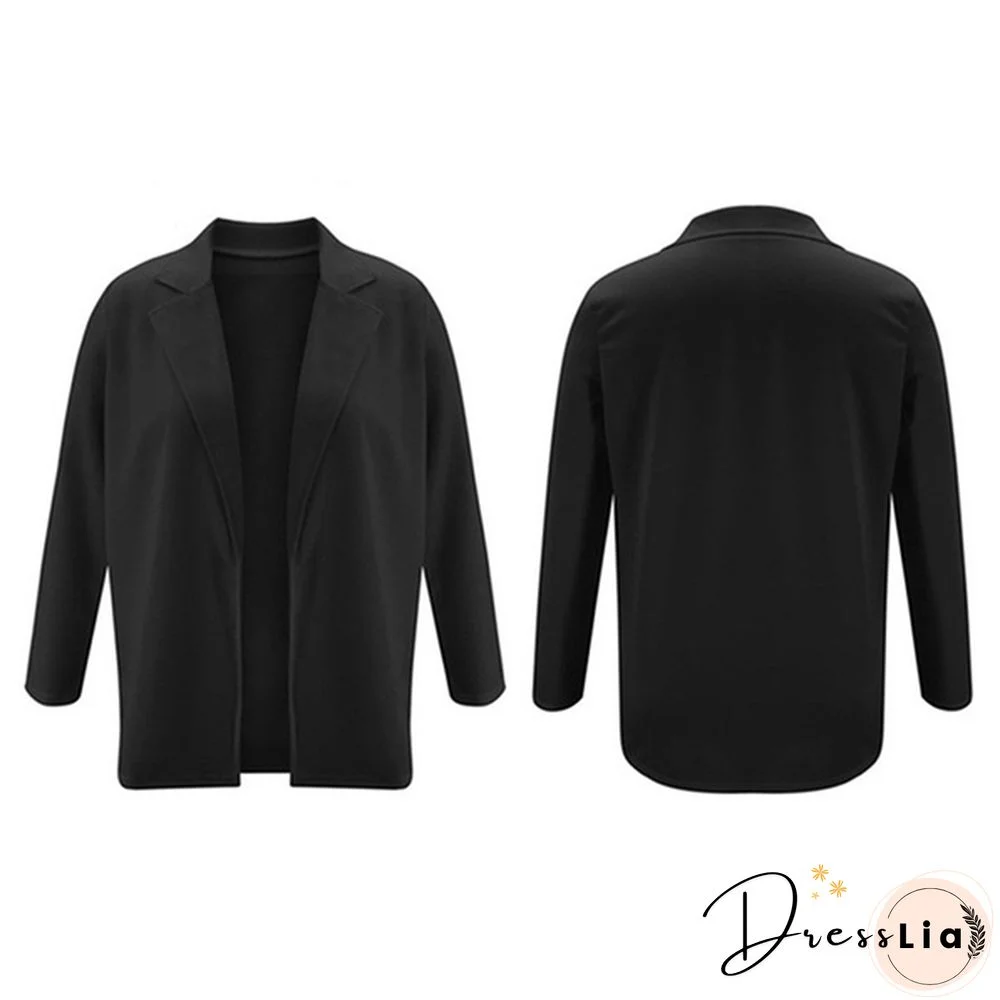 Women's Cardigan Jackets Coat Autumn Spring Fashion Long Sleeve Open Front Solid Color Casual Oversized Long Blazer