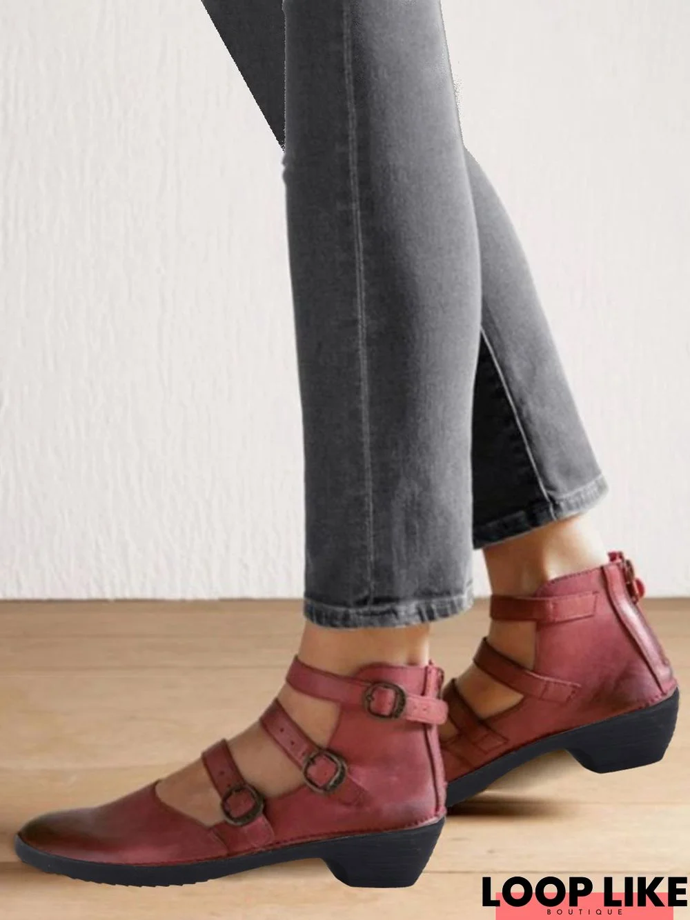 Multi-strap Buckle Comfortable Chunky Heel Shoes