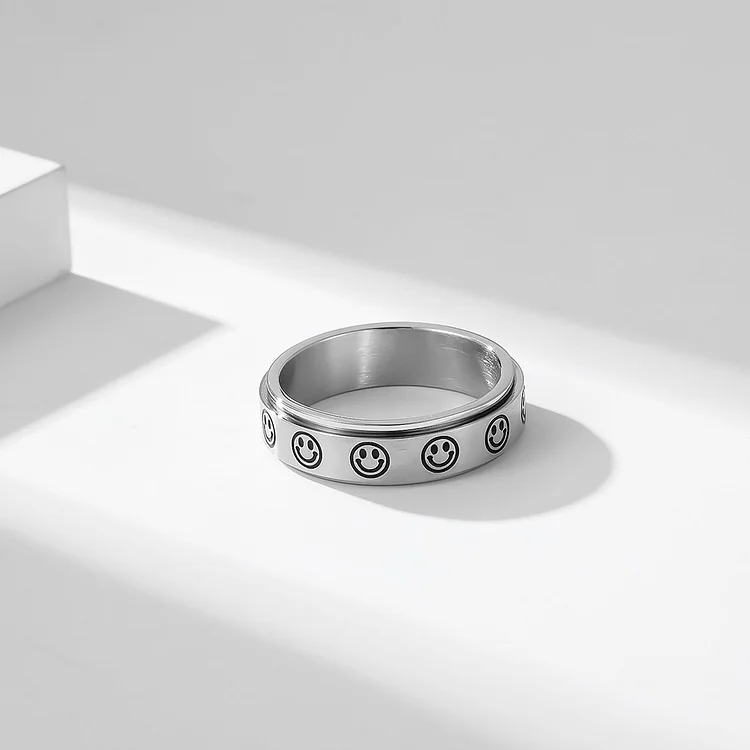 Smiley Rotating Stainless Steel Ring
