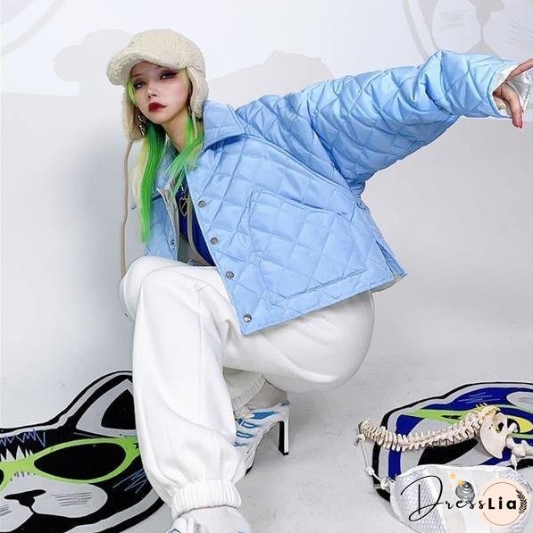 Winter The New Loose Fashion Women Simplicity Turn-sown Collar Long Sleeve