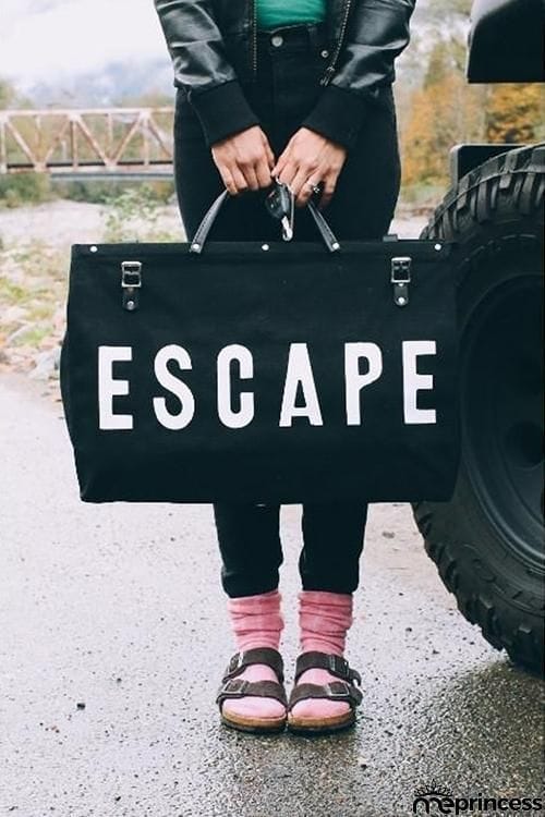 Letter Leather Buckle Travel Bag