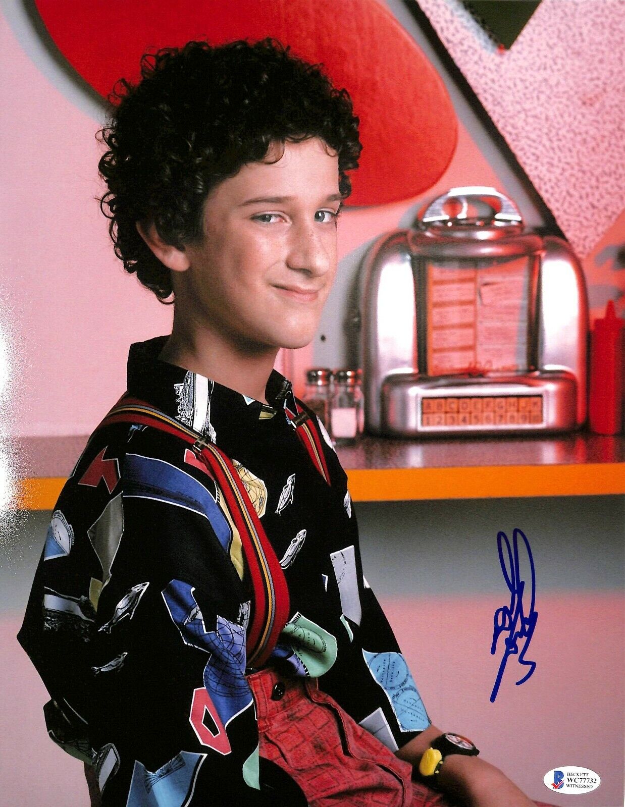 DUSTIN DIAMOND Signed SAVED BY THE BELL Screech 11x14 Photo Poster painting Beckett BAS Witness