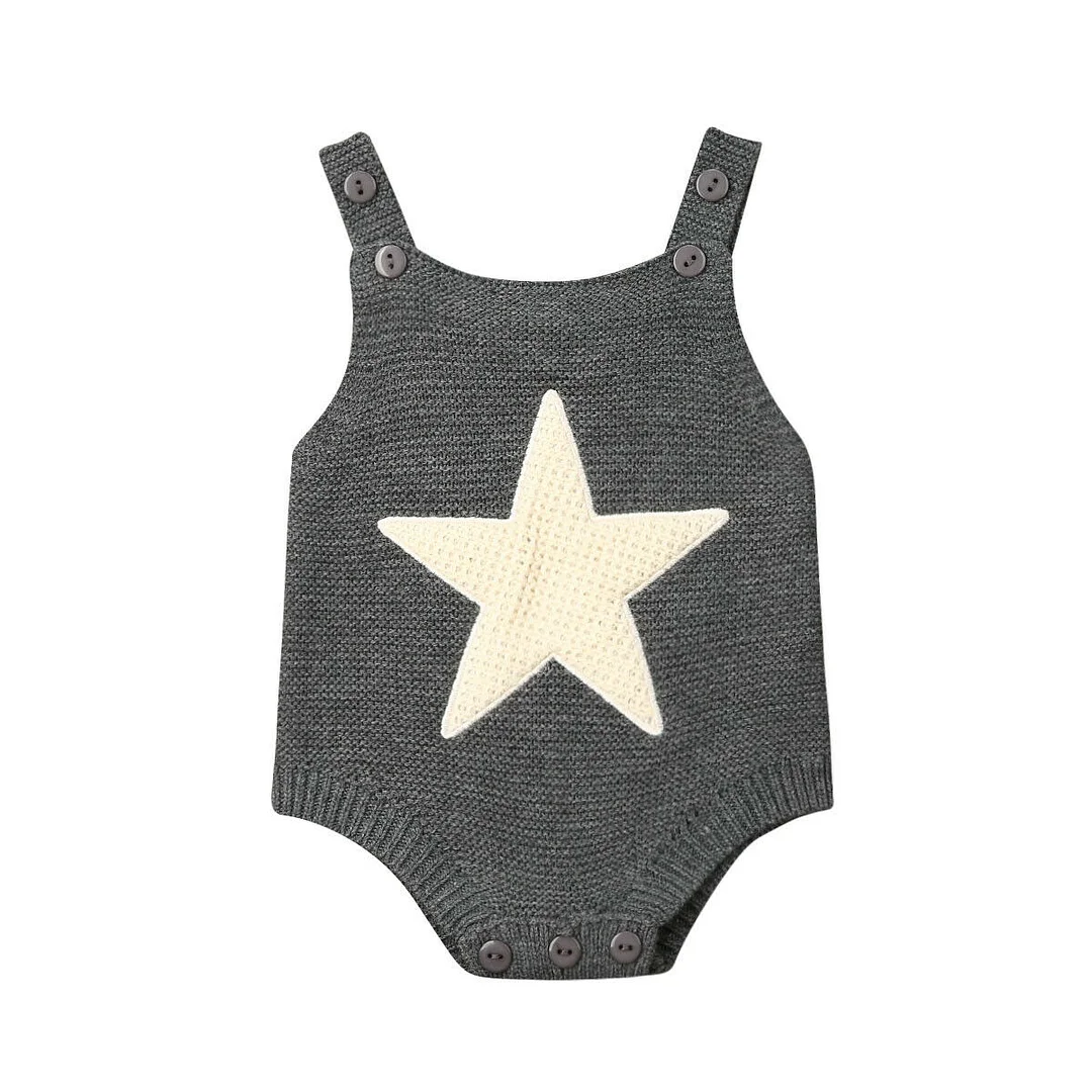 2019 Baby Spring Autumn  Clothing Newborn Infant Baby Boy Girl Knitted Bodysuit Jumpsuit Sleeveless Outfits Heart Star Clothes