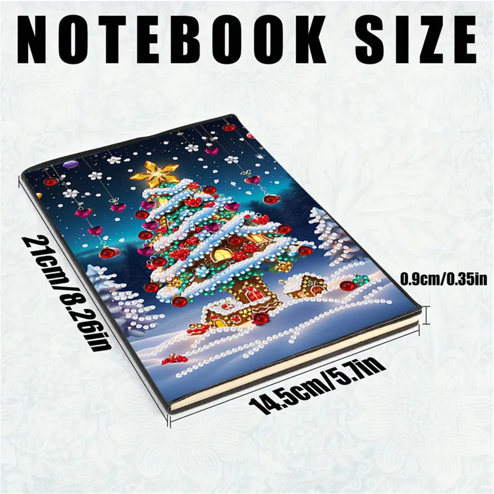 2pcs 50-Page A5 Christmas Diamond Painting Notebook for Adults Holiday Gift