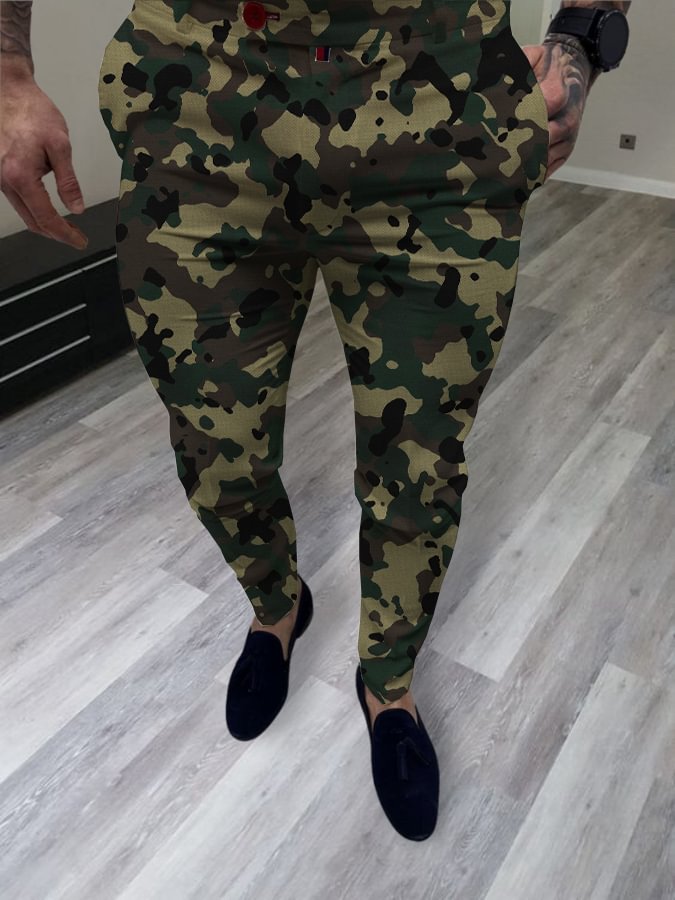 Men's Casual Green Camo Pants