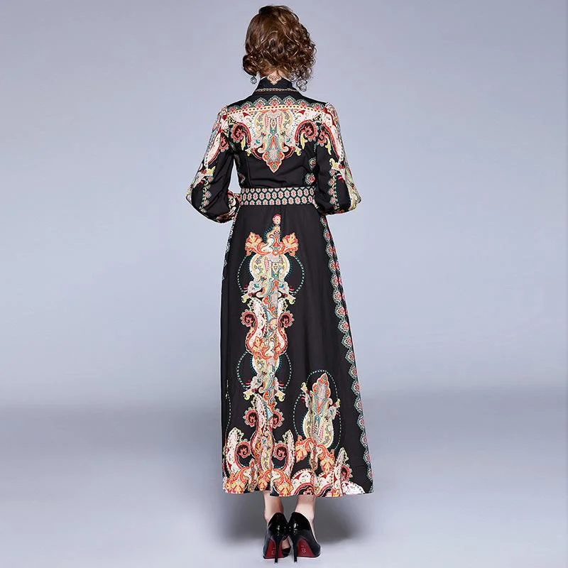 Lady court style printed totem dress