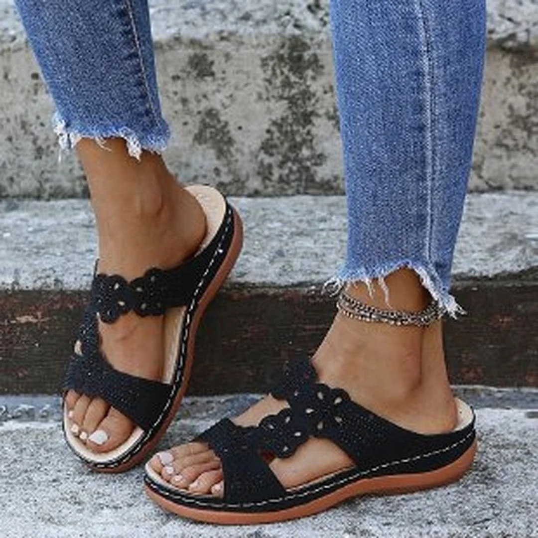 Lourdasprec Ladies slippers 2022 new wedges summer open-toed wedges sandals women's casual beach slippers large size slippers 43 size