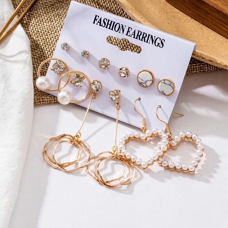 1 Set Minimalist Circle Heart Shape Butterfly Metal Plating Inlay Pearl Women’s Earrings