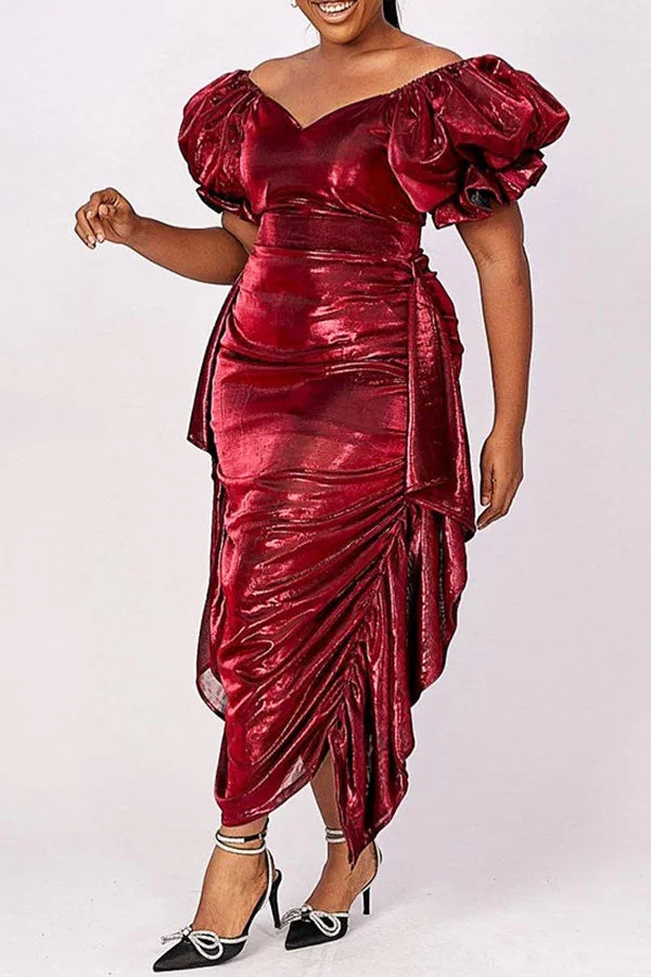 Gilding Bright Ruffle Midi Dress