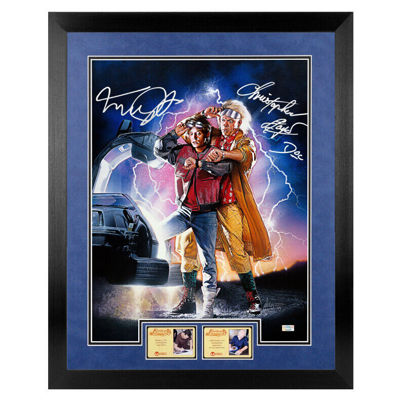 Michael J. Fox Christopher Lloyd Autographed Back to Future 16x20 Framed Photo Poster painting