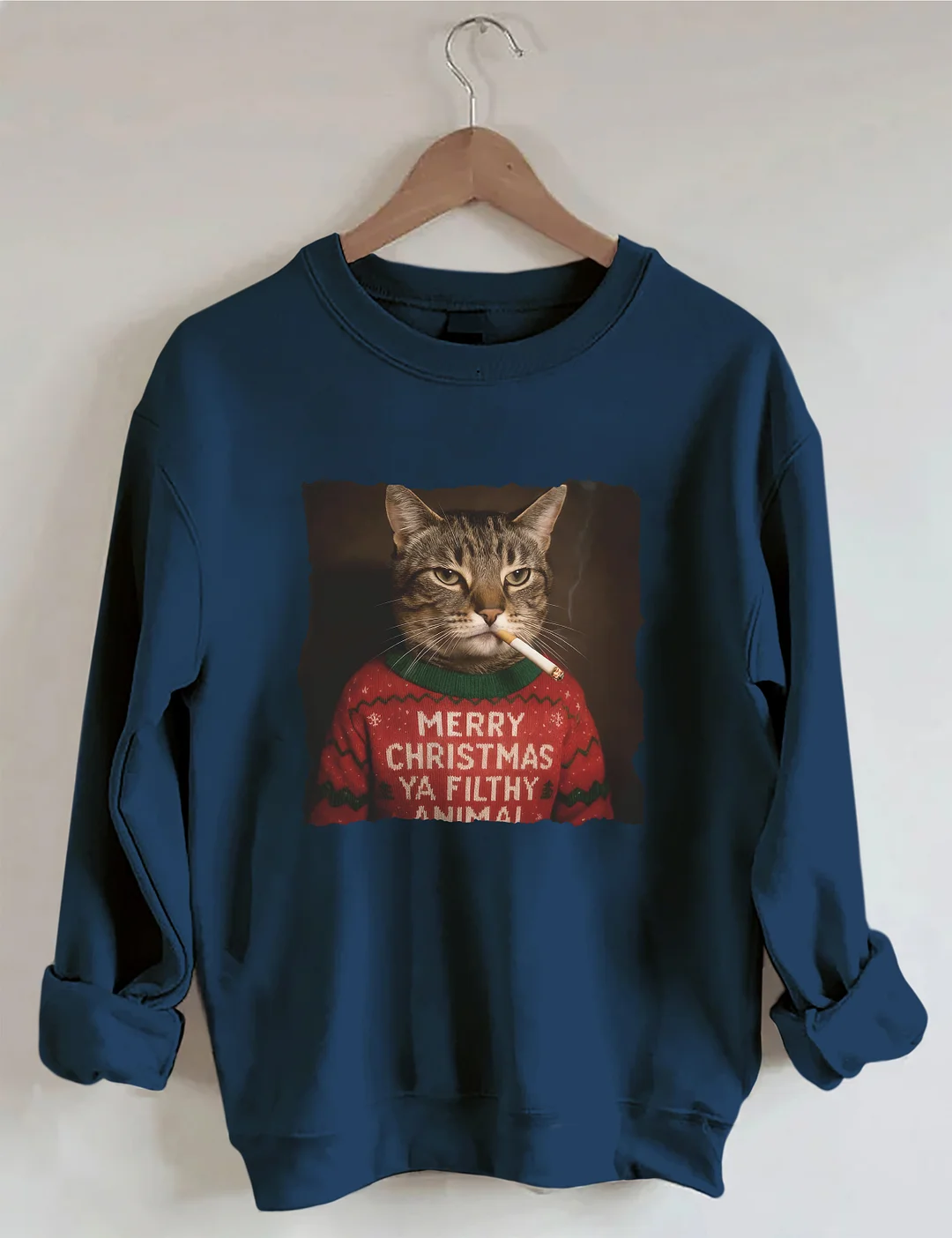 Funny Christmas Smoking Cat Sweatshirt