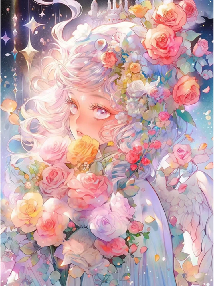 Fantasy Flower Angel Girl 11CT Stamped Cross Stitch 50*60CM