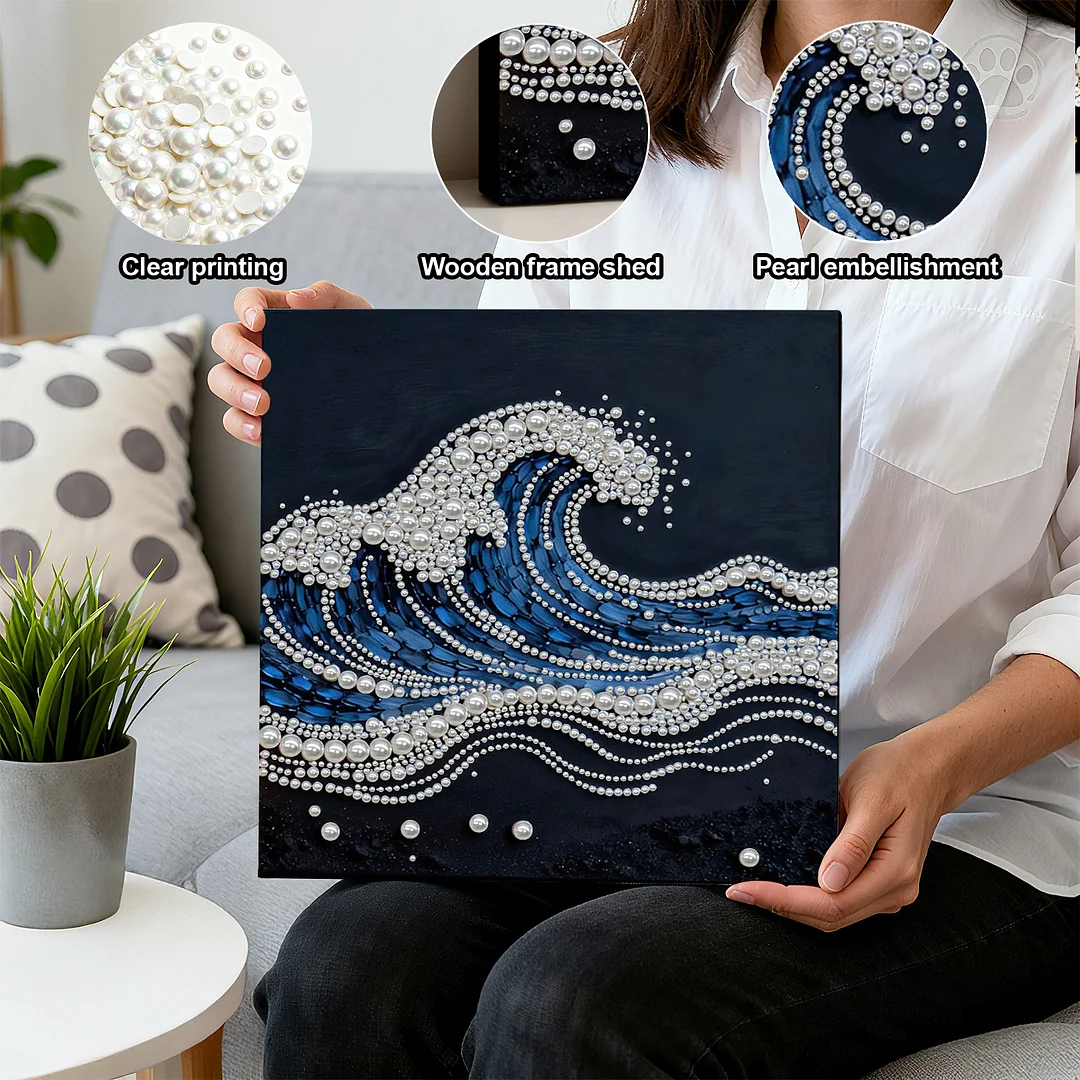 Waves DIY Pearl Art Diamond Painting With Frame 30x30cm for Adults Home Decor